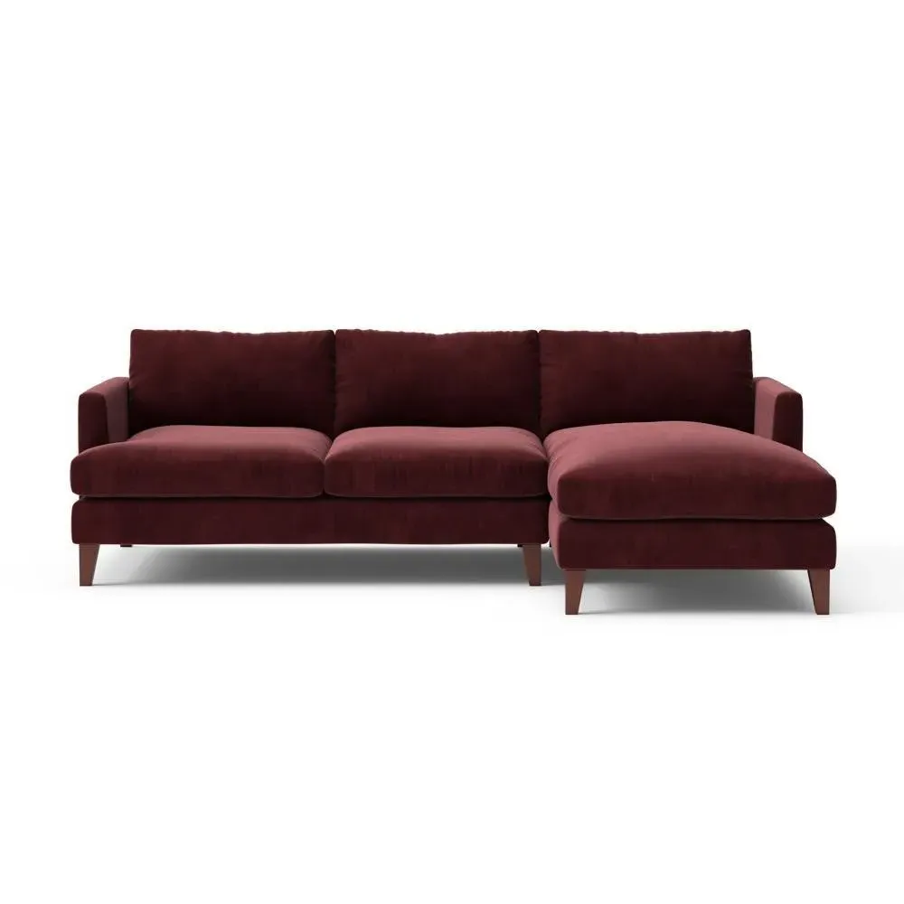 Large Left Hand Chaise - Dark Rosehip, Matt Velvet