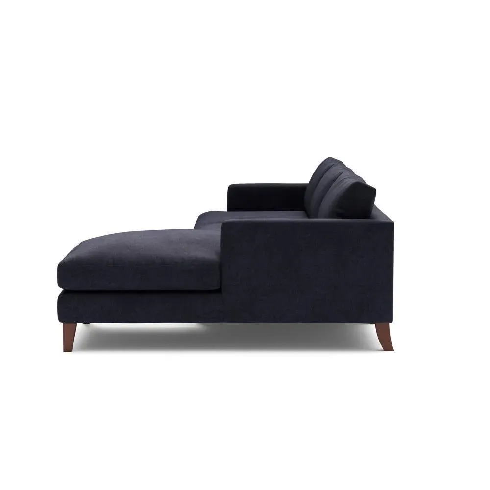 Large Left Hand Chaise - Ink, Eco Chenille