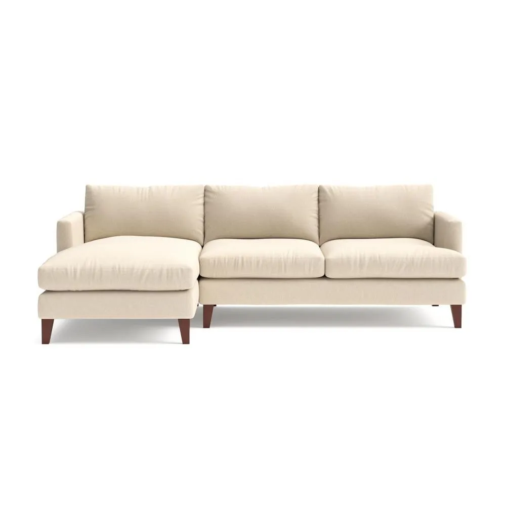 Large Left Hand Chaise - Lily White, House Linen Mix