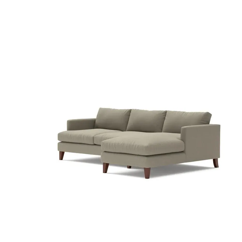 Large Left Hand Chaise - Mid Grey, House Linen Mix