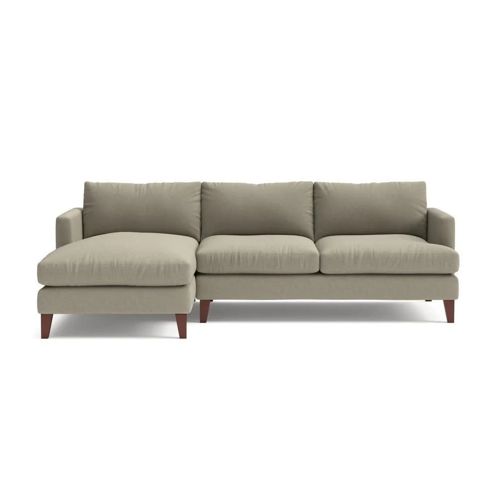 Large Left Hand Chaise - Mid Grey, House Linen Mix