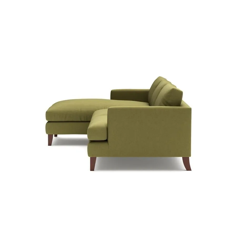 Large Right Hand Chaise - Apple Green, House Linen Mix