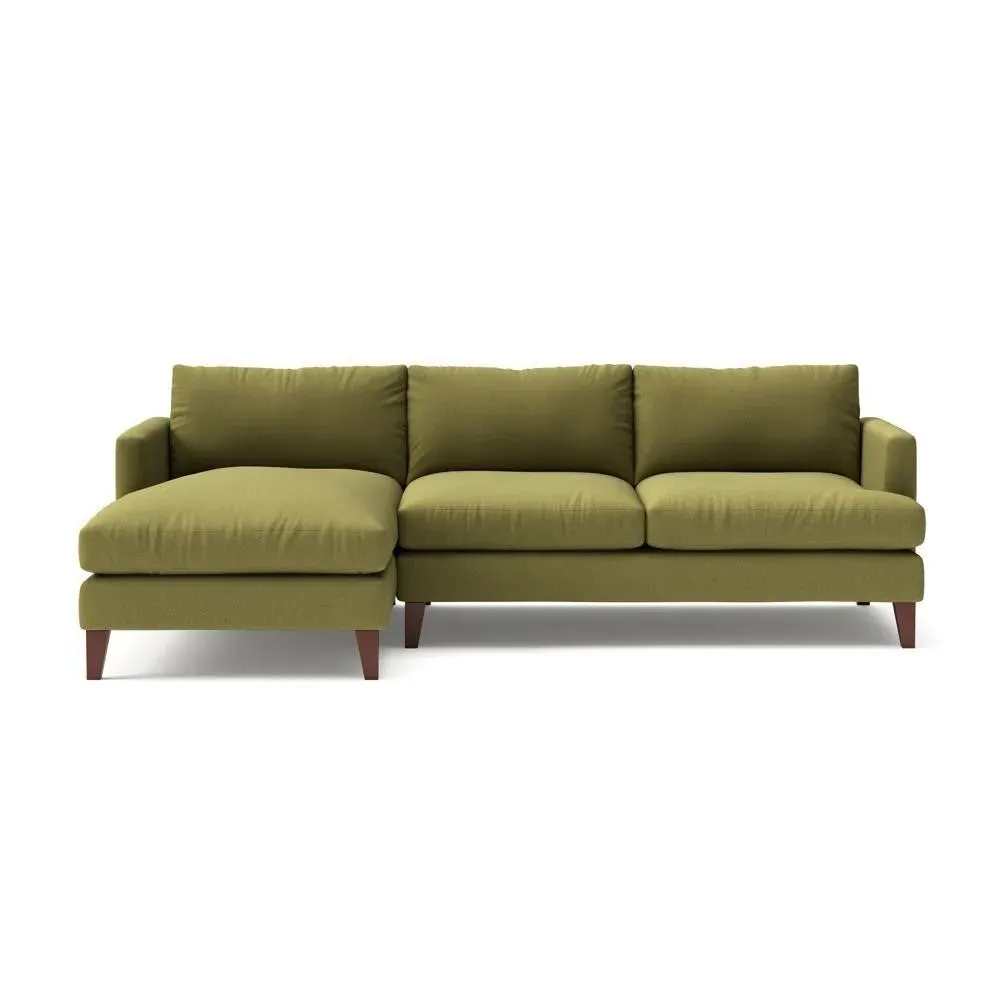 Large Right Hand Chaise - Apple Green, House Linen Mix