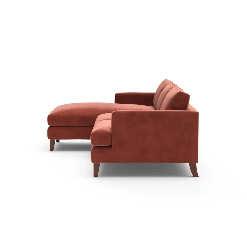 Large Right Hand Chaise - Brick, Matt Velvet