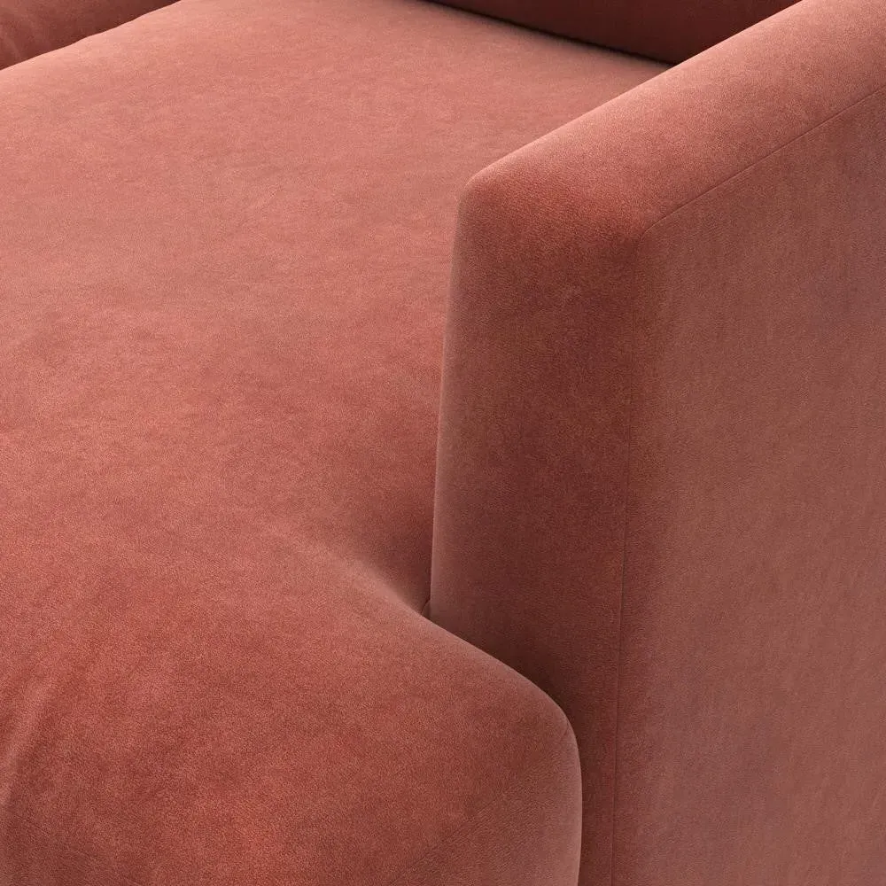 Large Right Hand Chaise - Brick, Matt Velvet