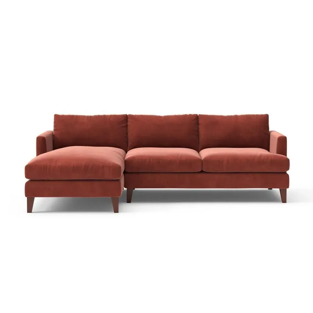 Large Right Hand Chaise - Brick, Matt Velvet