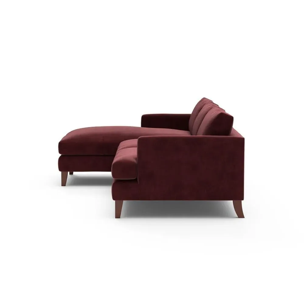 Large Right Hand Chaise - Dark Rosehip Red, Matt Velvet