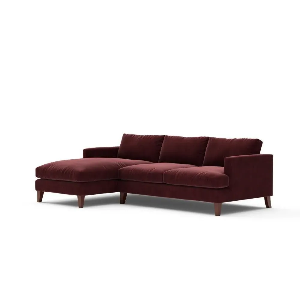 Large Right Hand Chaise - Dark Rosehip Red, Matt Velvet