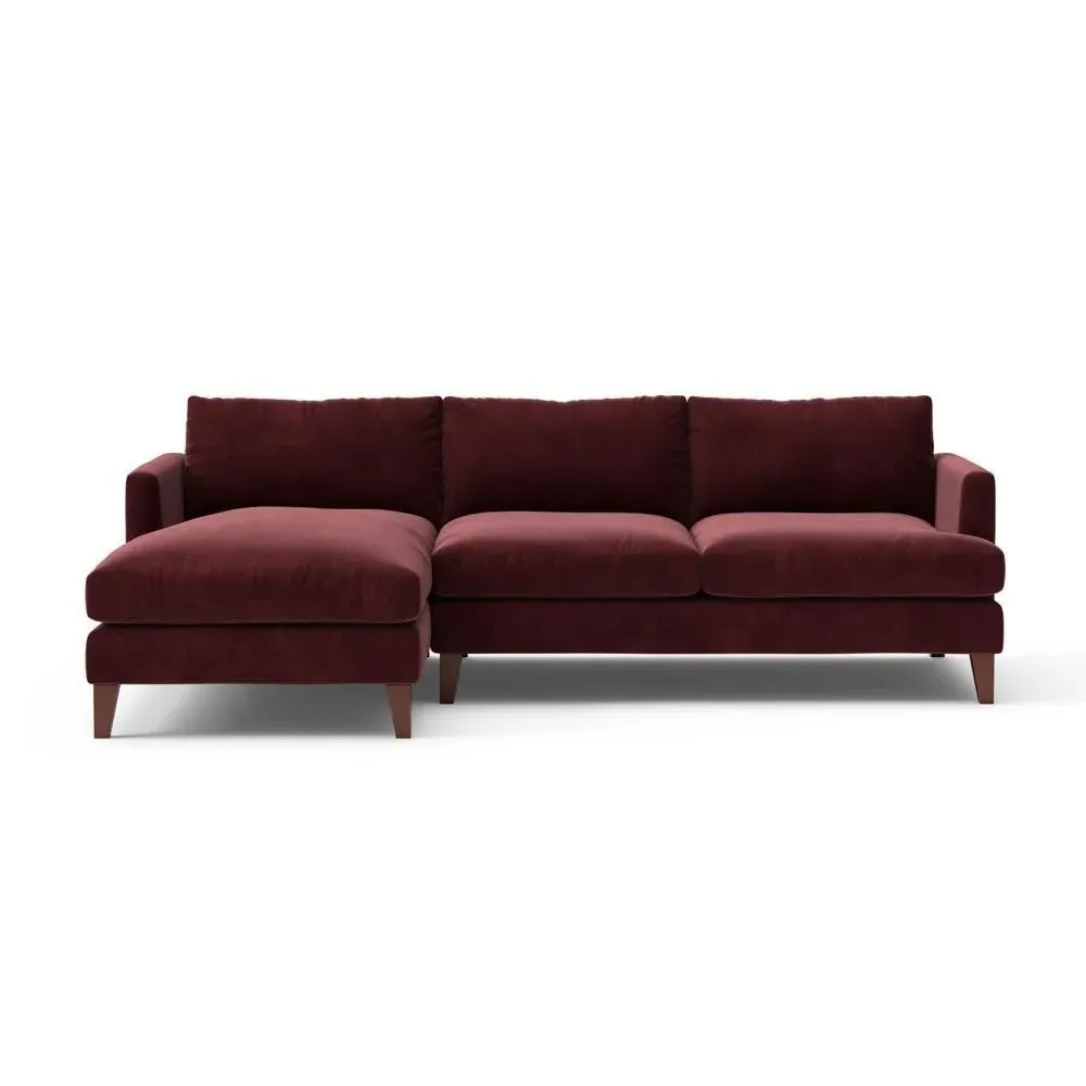 Large Right Hand Chaise - Dark Rosehip Red, Matt Velvet