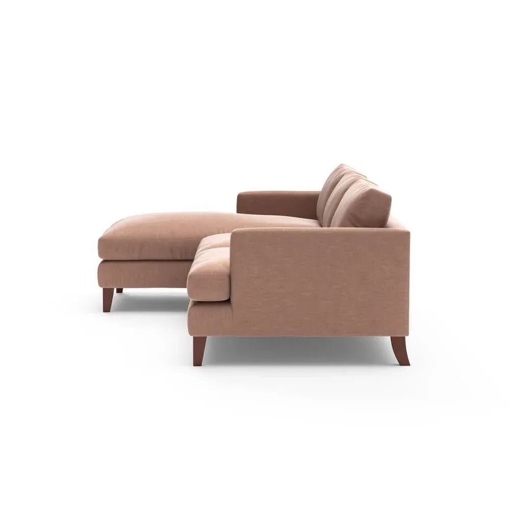 Large Right Hand Chaise - Dusky Rose Pink, Eco Chenille