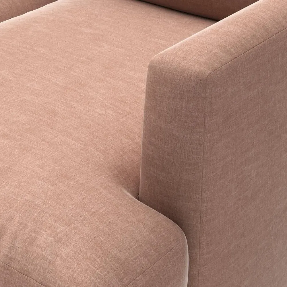 Large Right Hand Chaise - Dusky Rose Pink, Eco Chenille