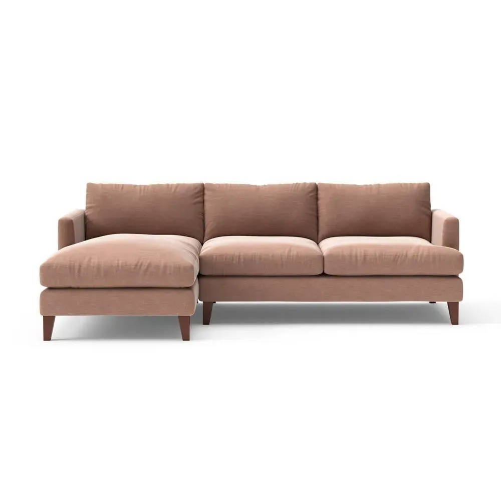 Large Right Hand Chaise - Dusky Rose Pink, Eco Chenille