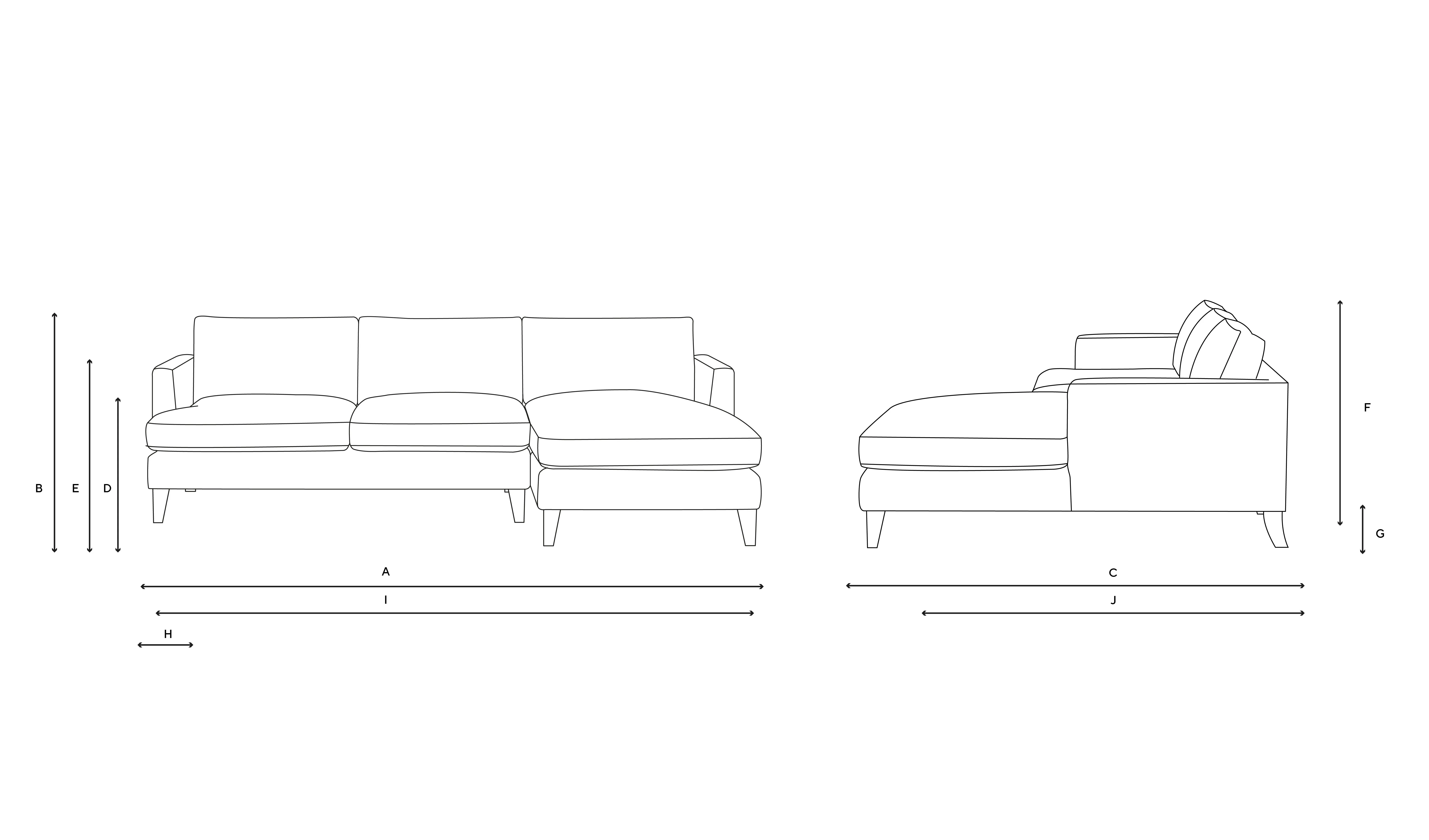 Large Right Hand Chaise - Lily White, House Linen Mix