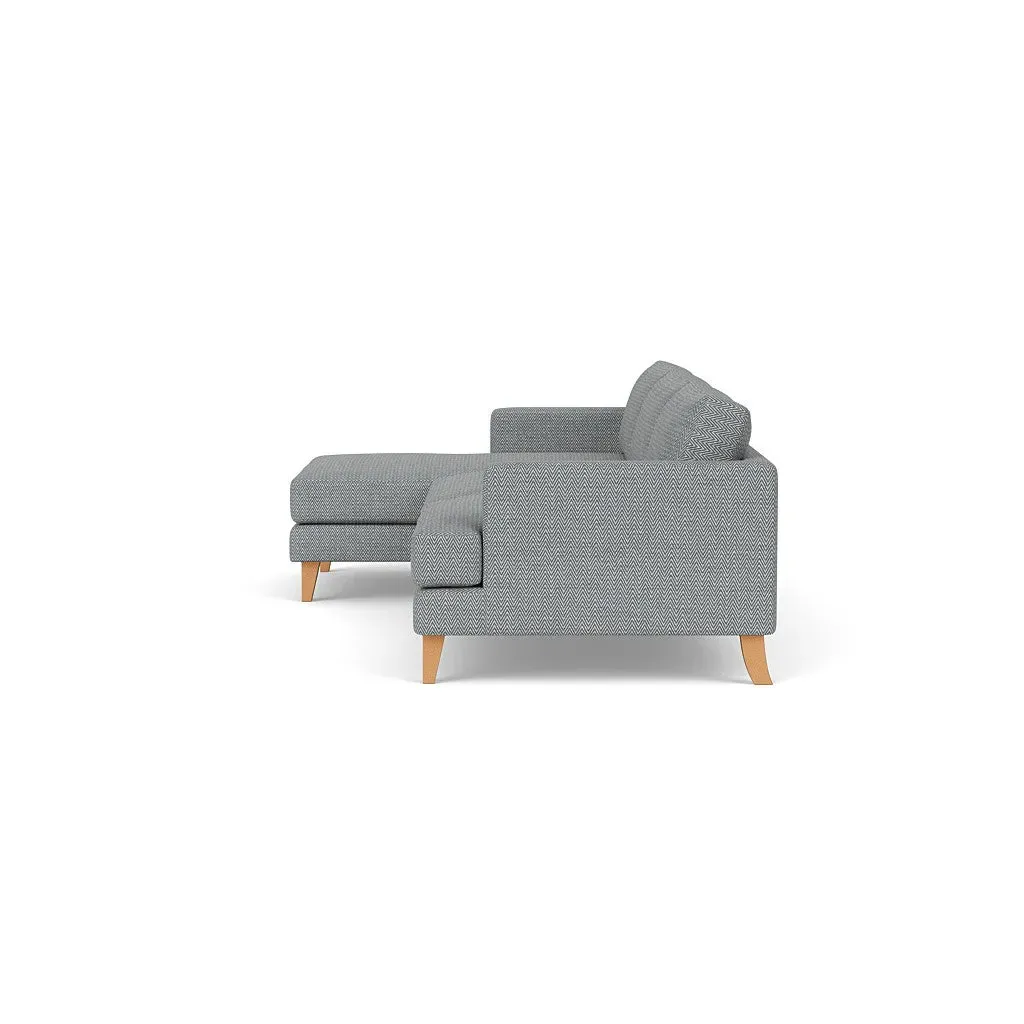 Large Right Hand Chaise - Navy, Herringbone Weave