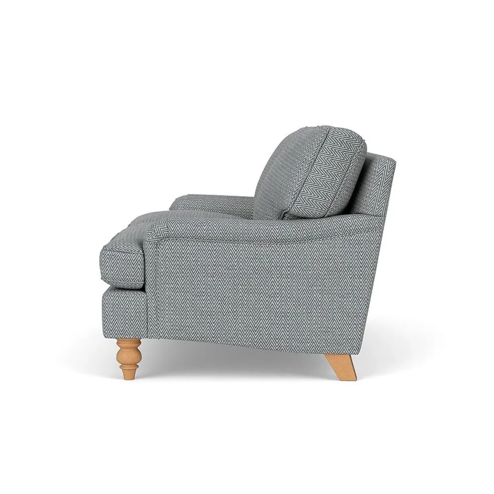 2-Seater Sofa - Navy, Herringbone Weave