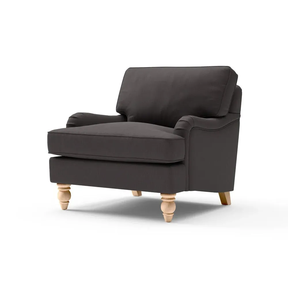 Armchair - Grey Brown, Chunky Cotton
