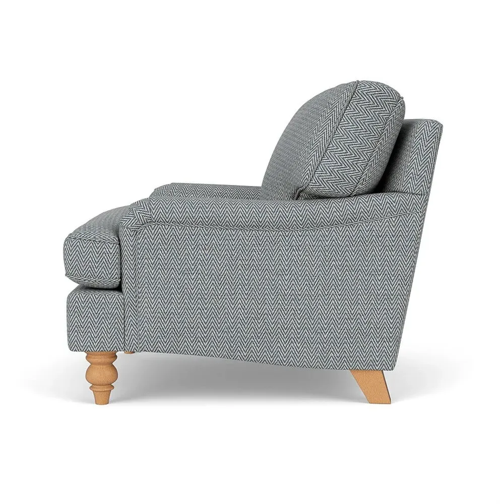 Armchair - Navy, Herringbone Weave