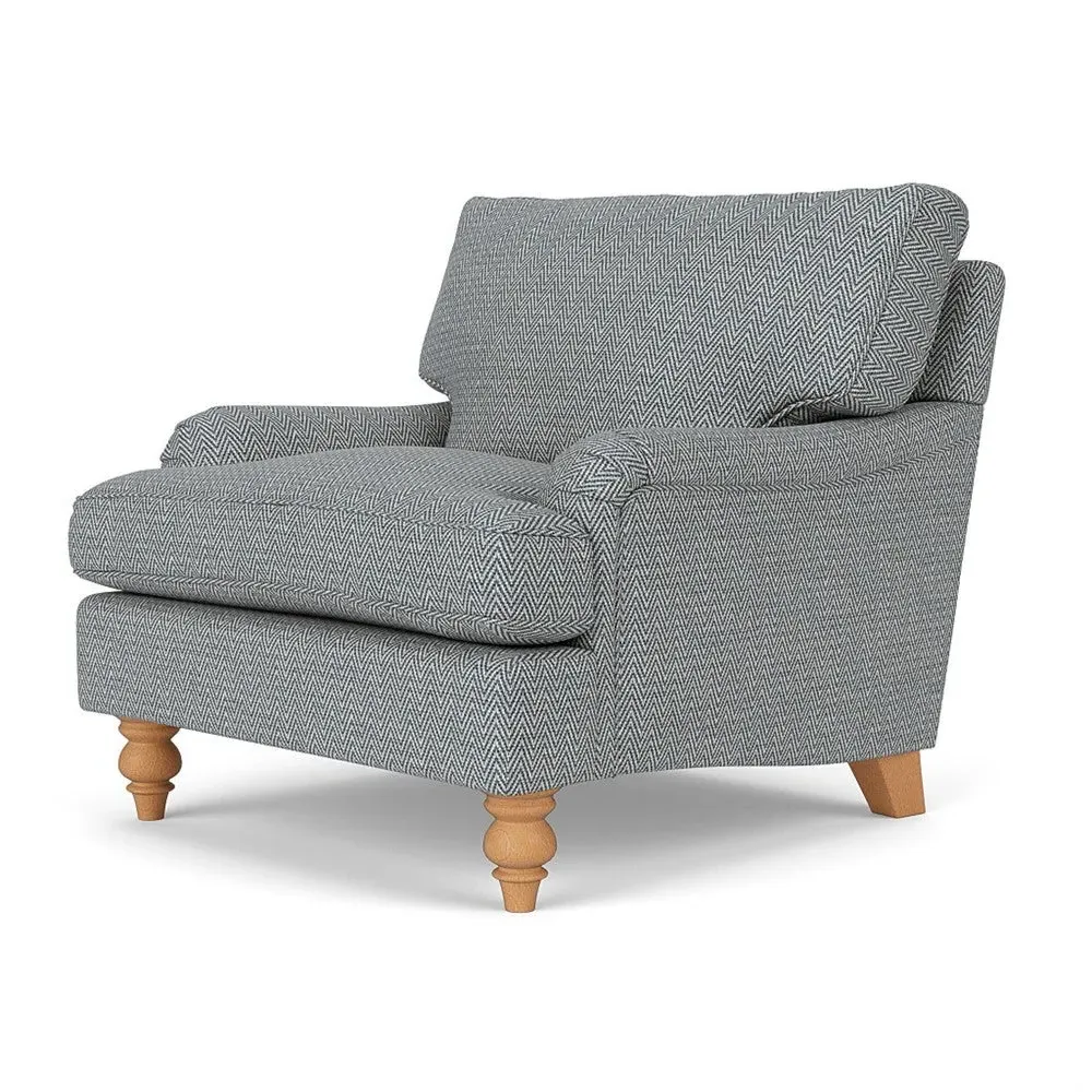 Armchair - Navy, Herringbone Weave