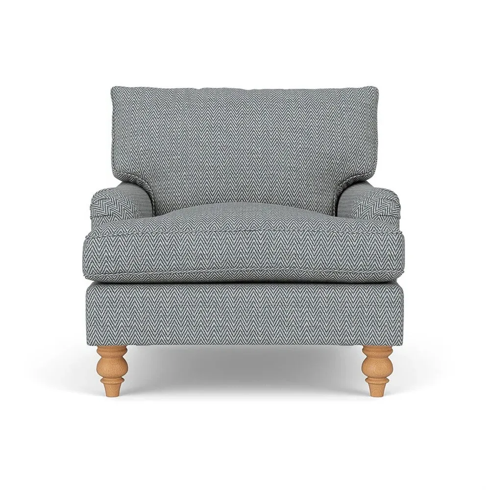 Armchair - Navy, Herringbone Weave
