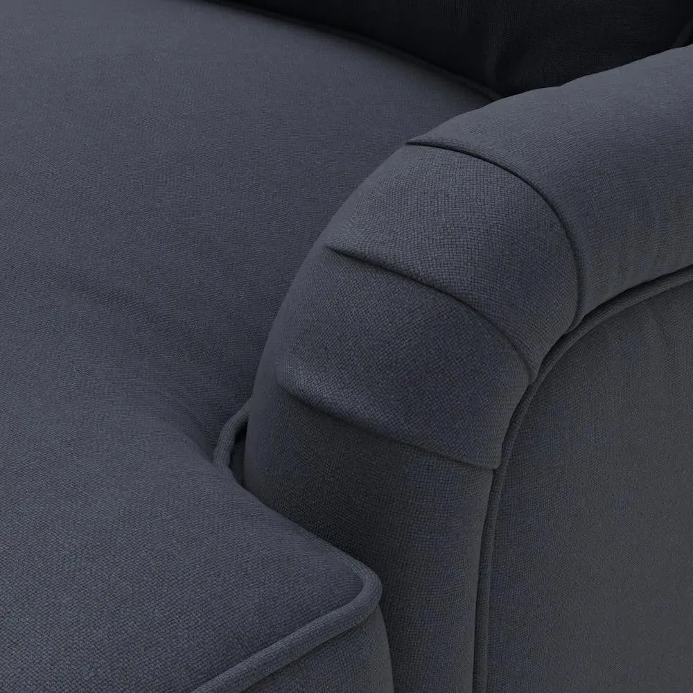 Large Left Hand Chaise Sofa - Black, House Linen Mix