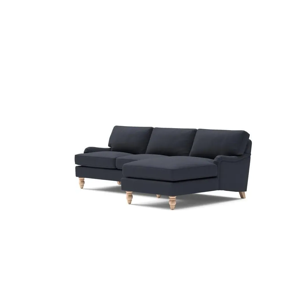 Large Left Hand Chaise Sofa - Black, House Linen Mix