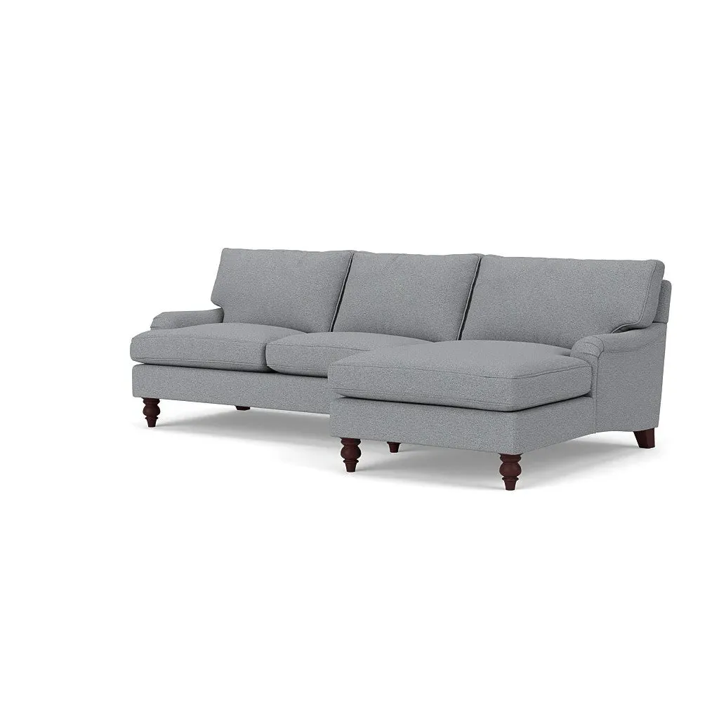 Large Left Hand Chaise Sofa - Blue, House Weave