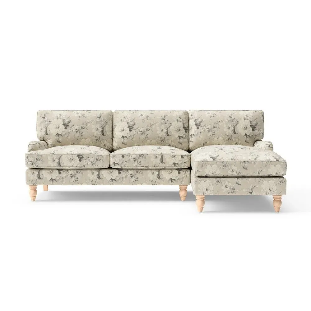 Large Left Hand Chaise Sofa - Clay, Broadway Floral