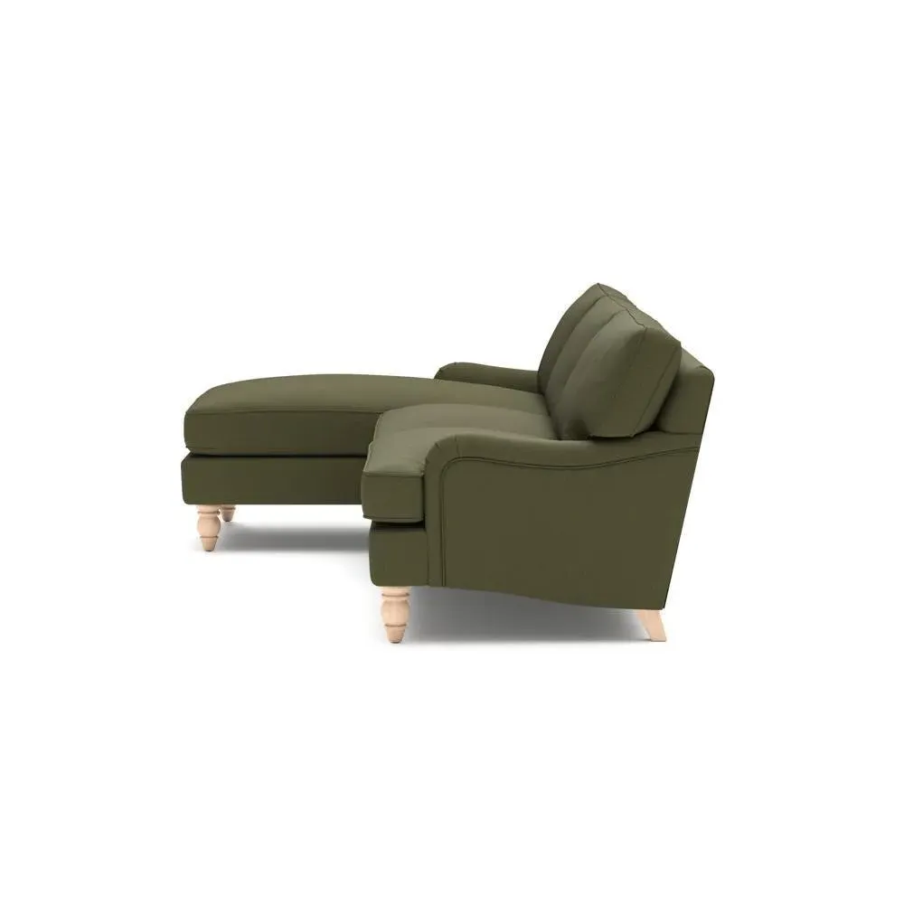 Large Right Hand Chaise - Forest Green, House Linen Mix