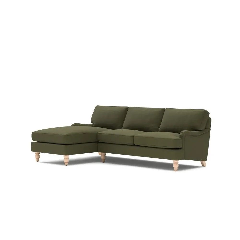 Large Right Hand Chaise - Forest Green, House Linen Mix