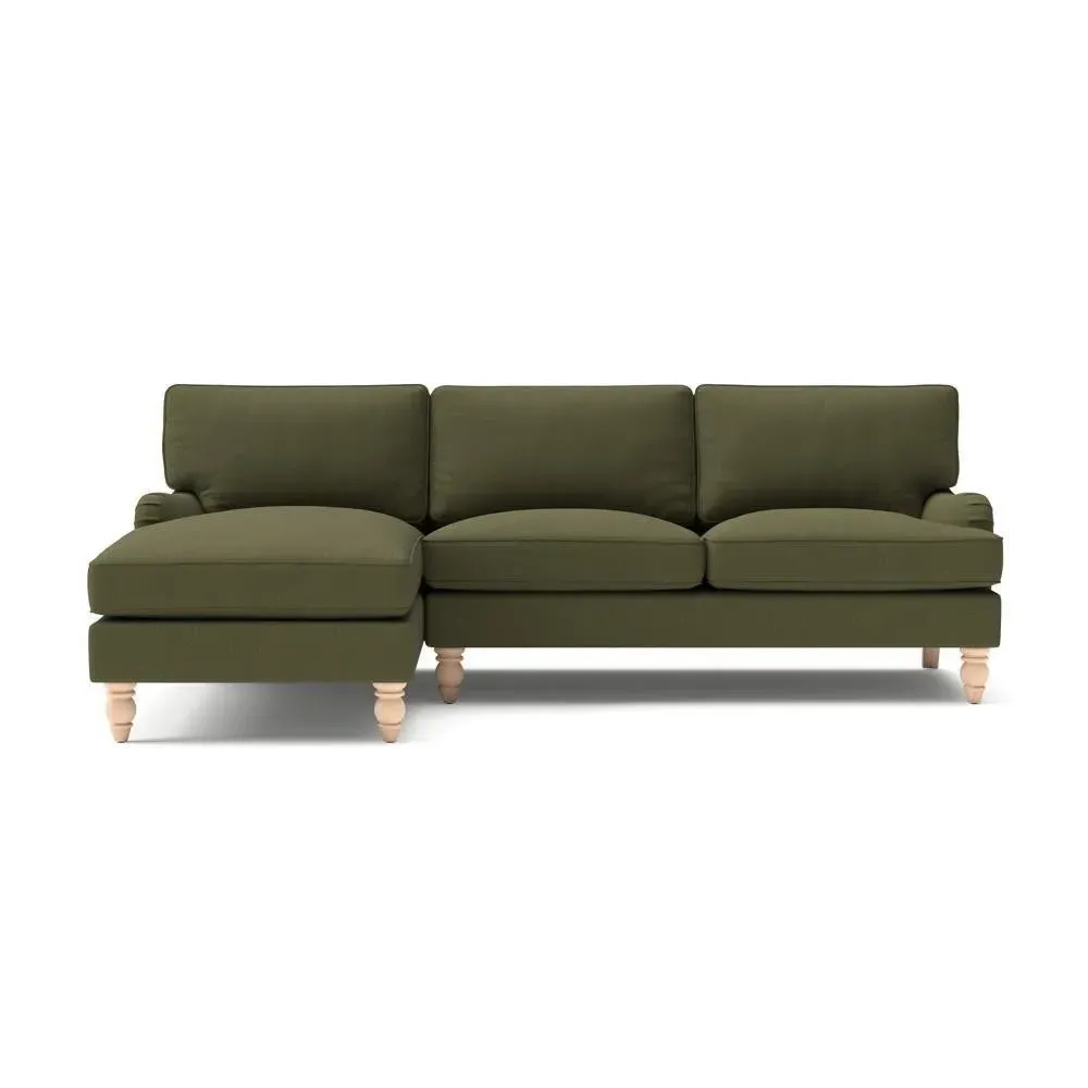 Large Right Hand Chaise - Forest Green, House Linen Mix