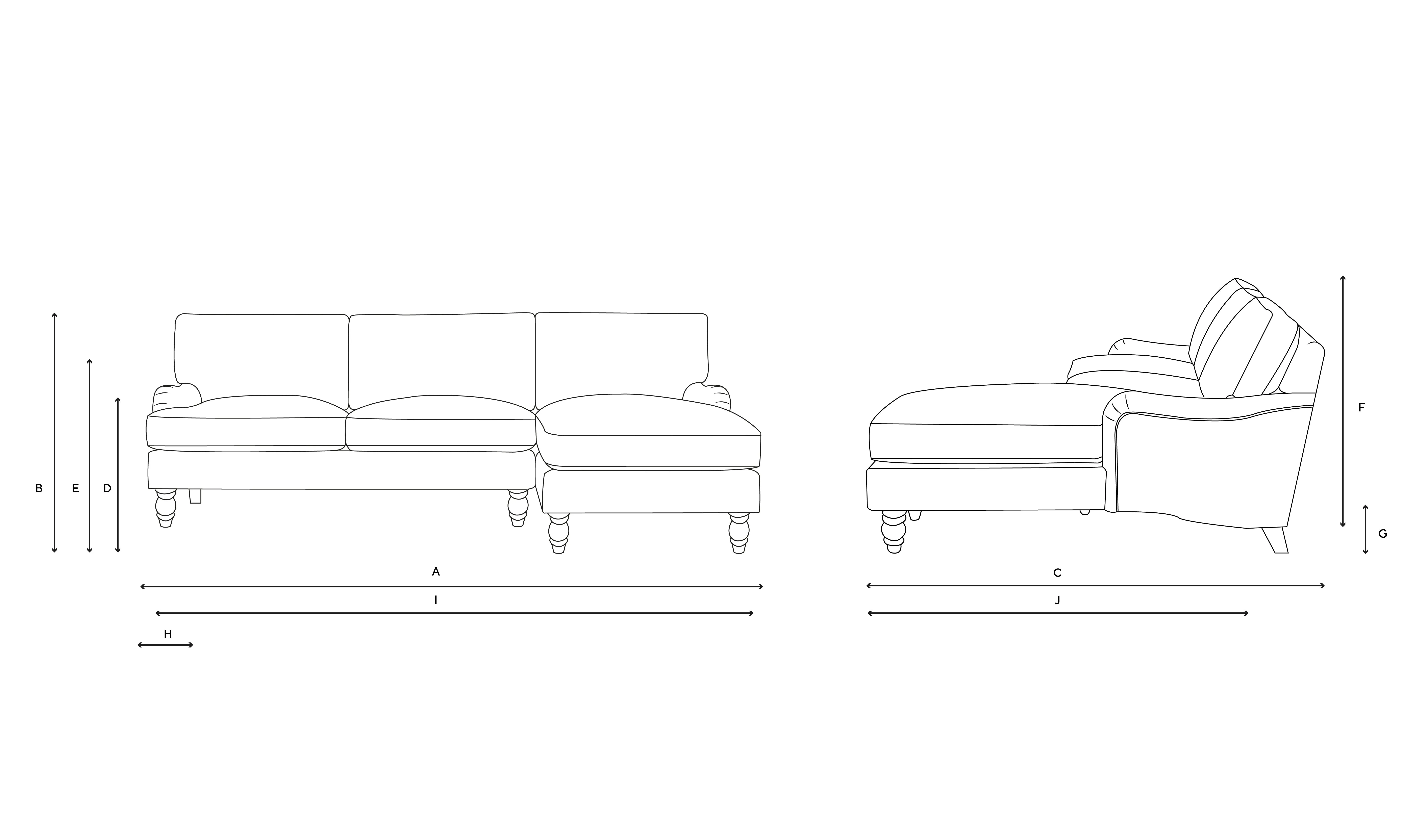 Large Right Hand Chaise - Grey, House Linen Mix