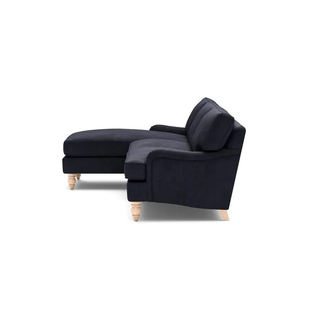 Large Right Hand Chaise - Ink, Eco Chenille