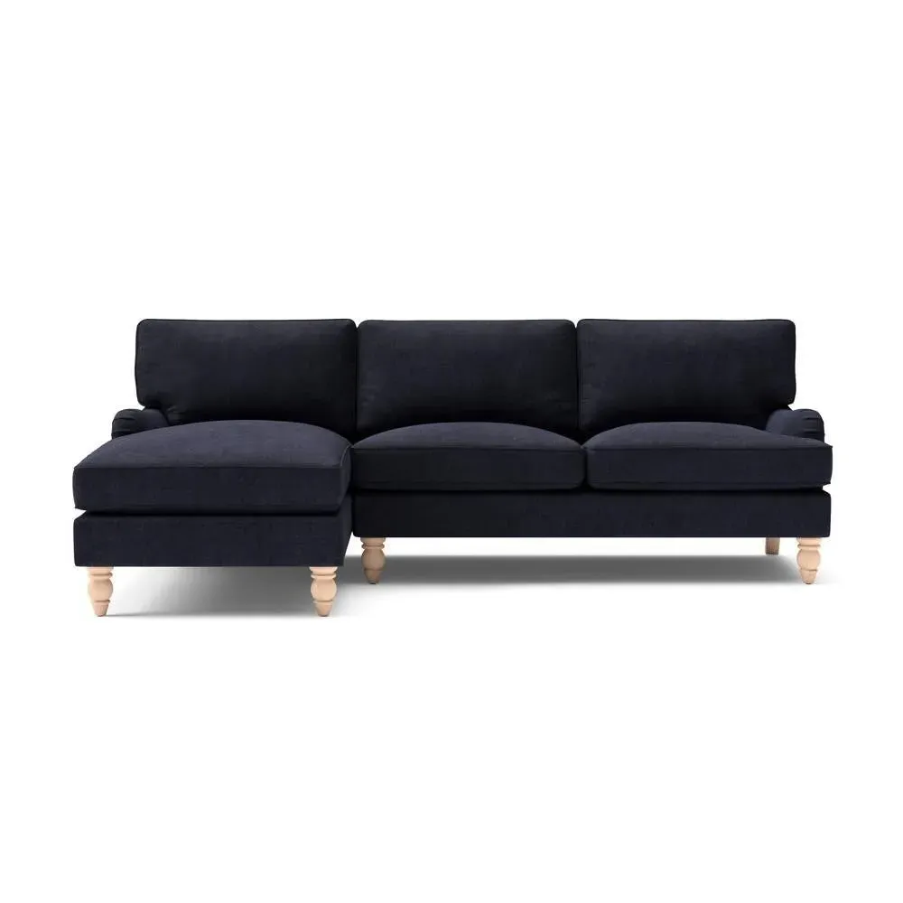 Large Right Hand Chaise - Ink, Eco Chenille