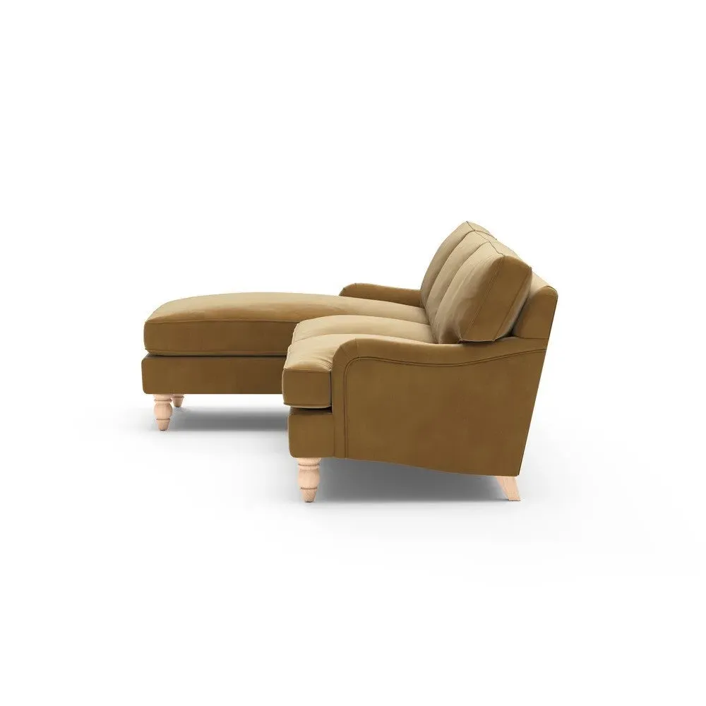 Large Right Hand Chaise - Mustard, Matt Velvet