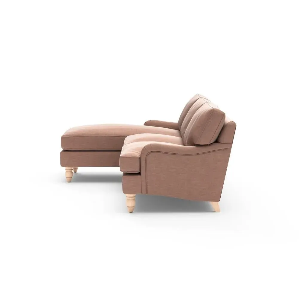 Large Right Hand Chaise - Pink, Eco Chenille