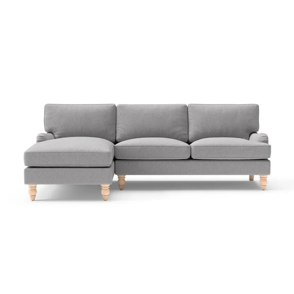 Large Right Hand Chaise Sofa - Grey, Rustic Weave