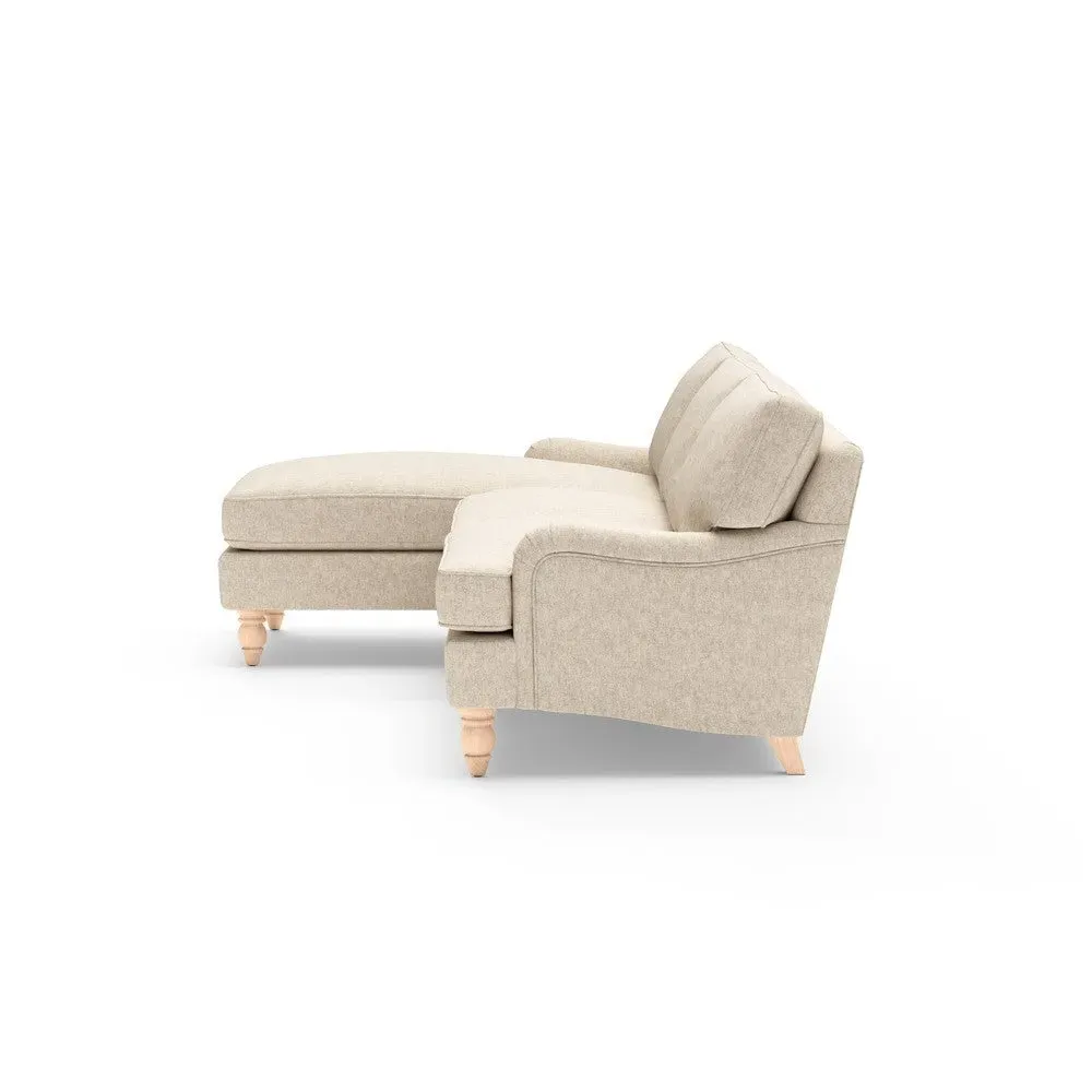 Large Right Hand Chaise Sofa - Natural, Aquaclean Oxford