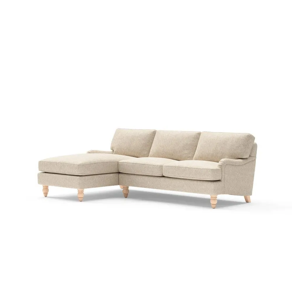 Large Right Hand Chaise Sofa - Natural, Aquaclean Oxford