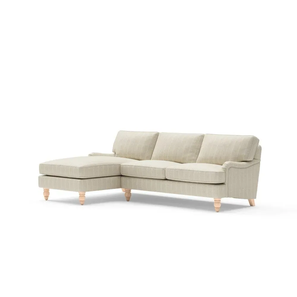 Large Right Hand Chaise Sofa - Natural, Compton Stripe