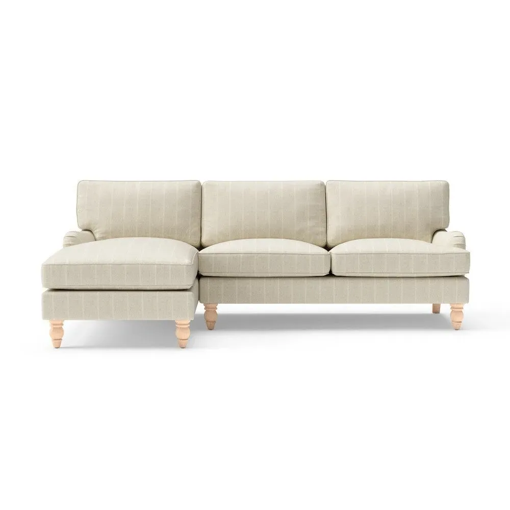 Large Right Hand Chaise Sofa - Natural, Compton Stripe