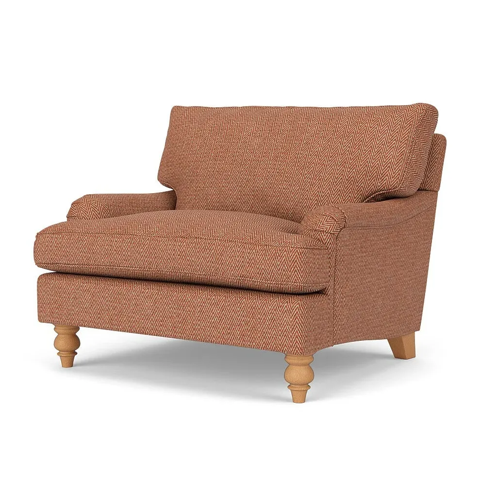 Love Seat - Brick, Herringbone Weave