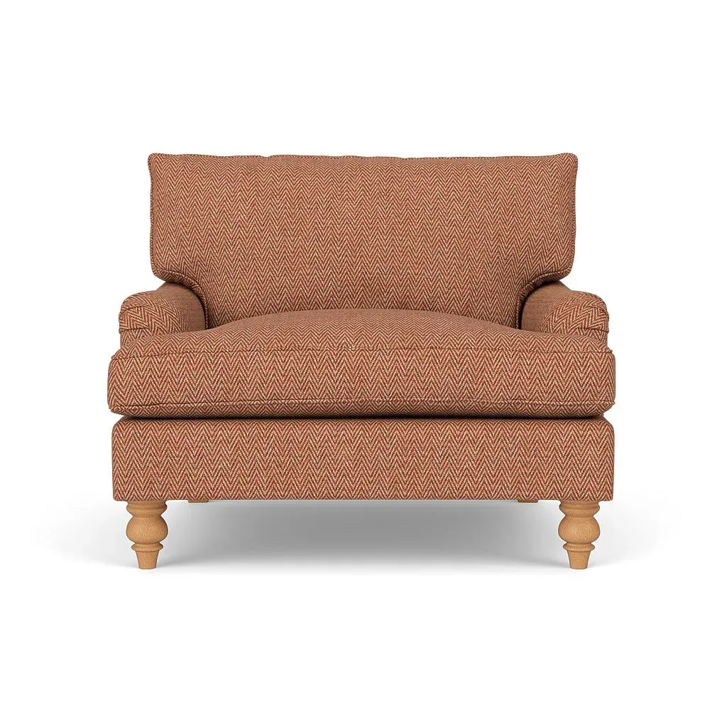 Love Seat - Brick, Herringbone Weave