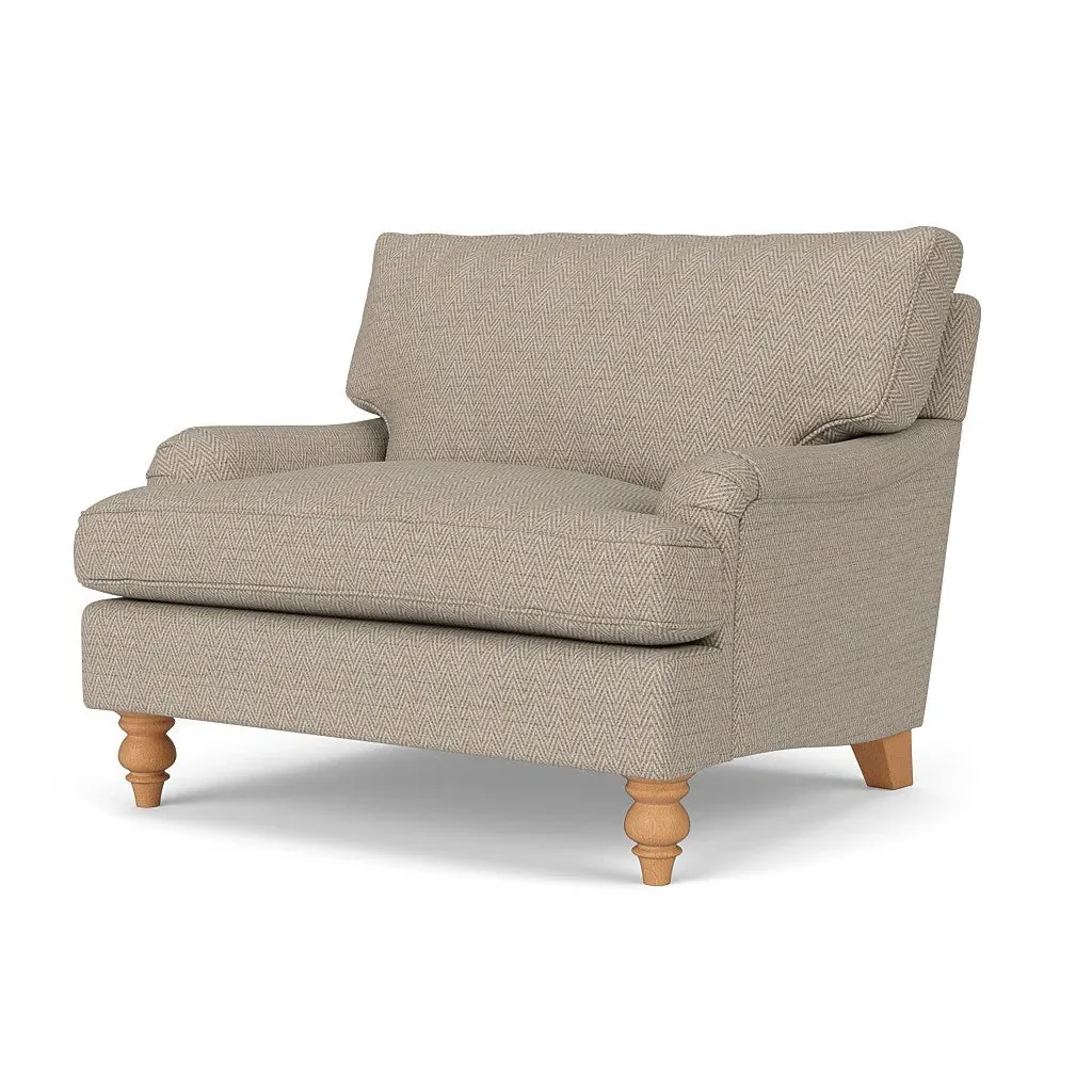 Love Seat - Natural, Herringbone Weave