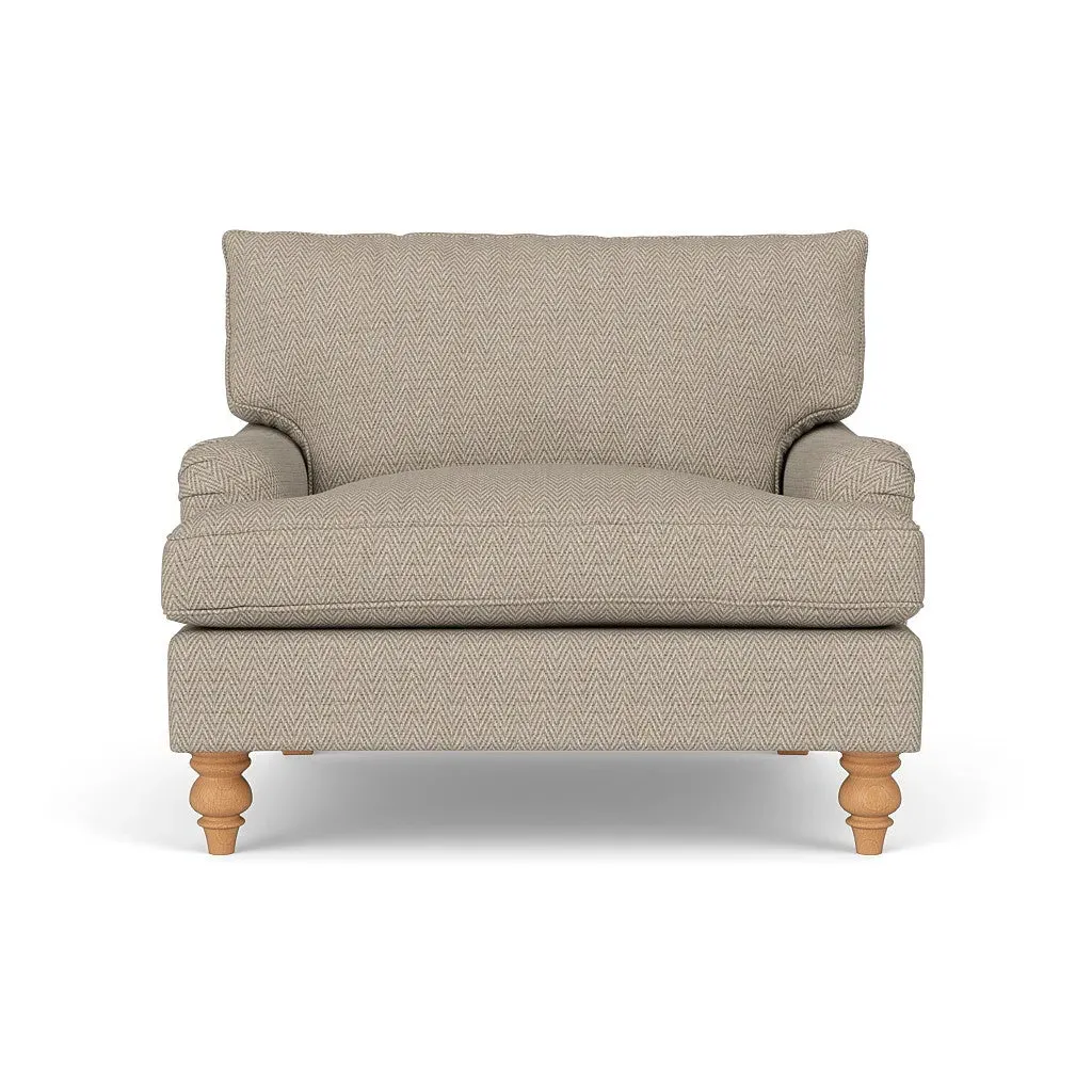 Love Seat - Natural, Herringbone Weave