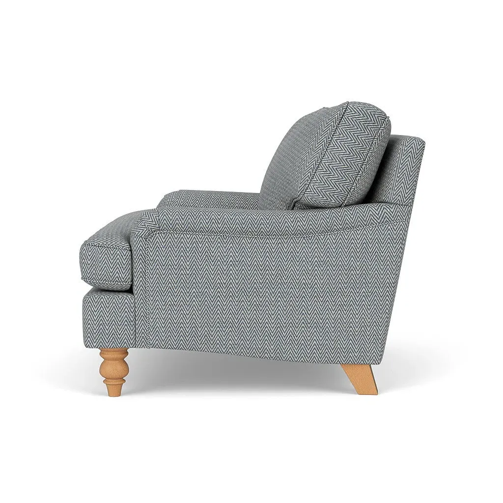 Love Seat - Navy, Herringbone Weave
