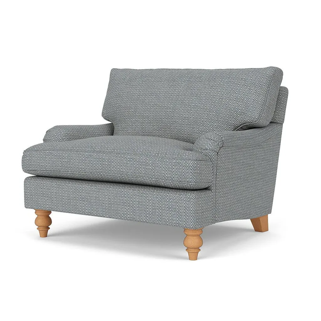 Love Seat - Navy, Herringbone Weave