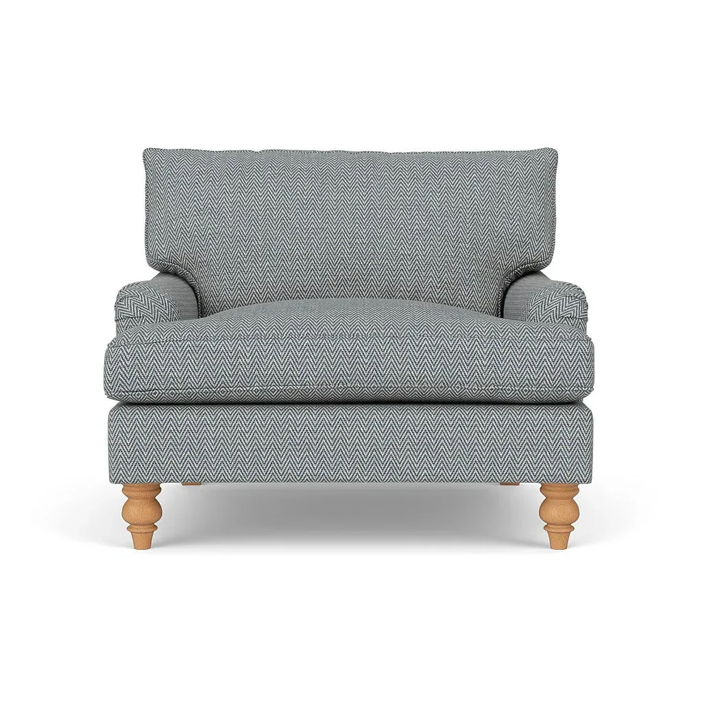 Love Seat - Navy, Herringbone Weave