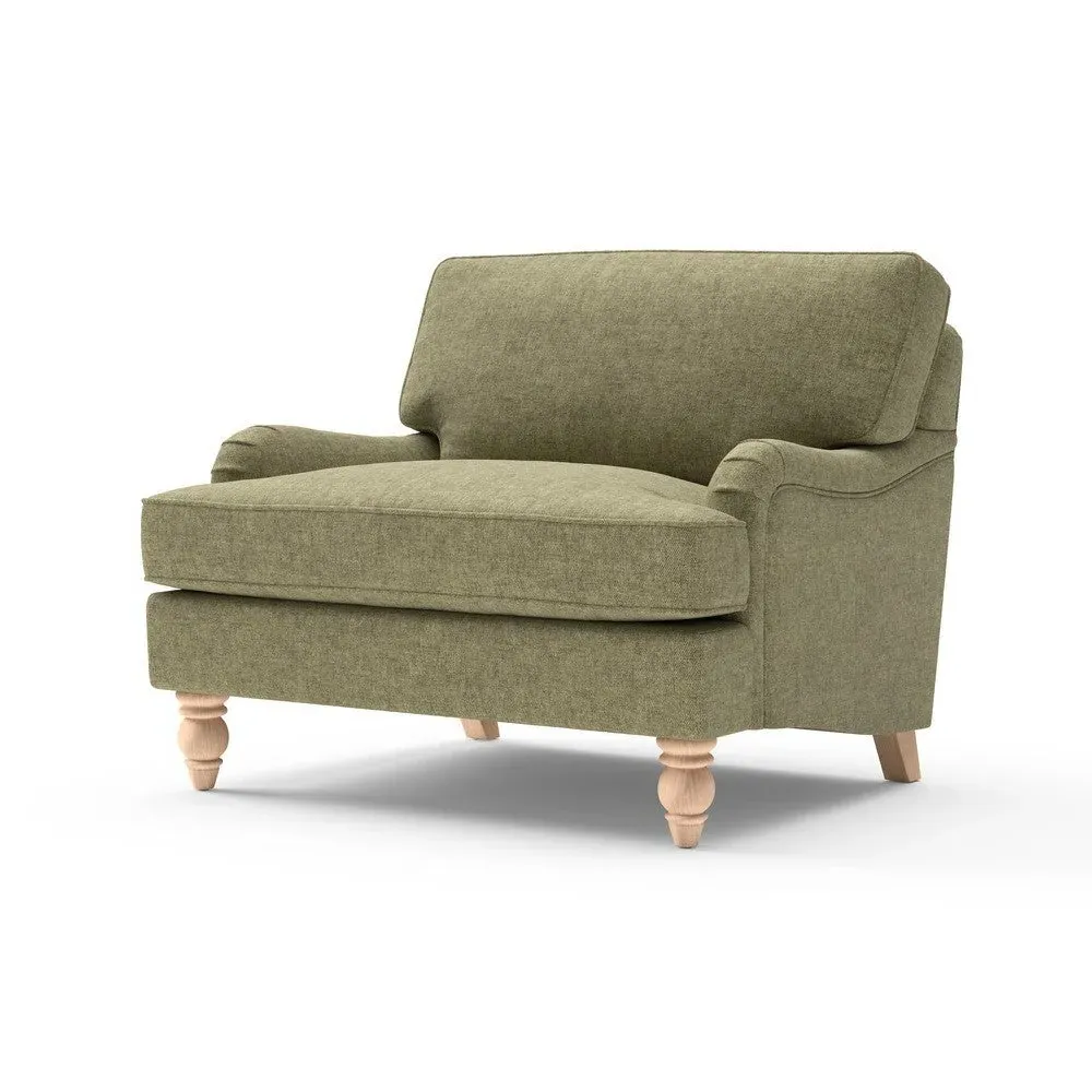 Morris Love Seat - Sage Green, Aquaclean Oxford