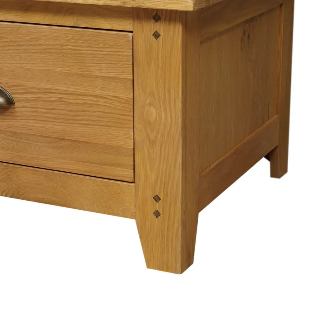 Double Wardrobe with Drawer - Oak