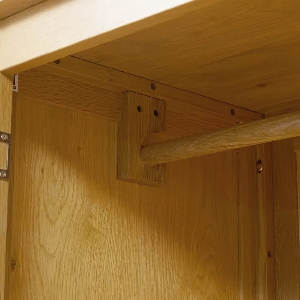 Double Wardrobe with Drawer - Oak